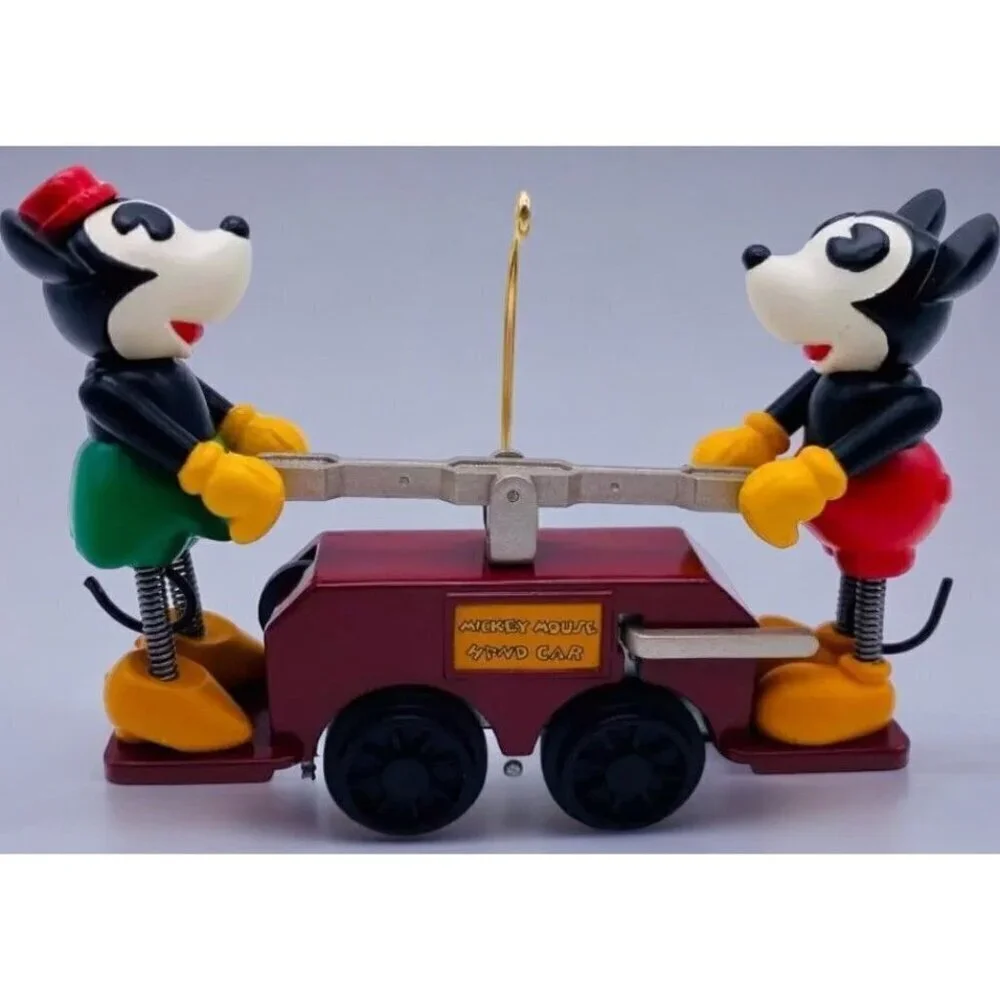 Vintage 1998 Hallmark Ornament Mickey Minnie Handcar 25 Anniversary Collectible